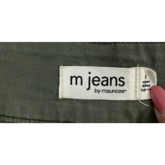 Maurices‎ M Jeans Womens Size L Reg Military Green Denim Stretch Skinny - Picture 3 of 10